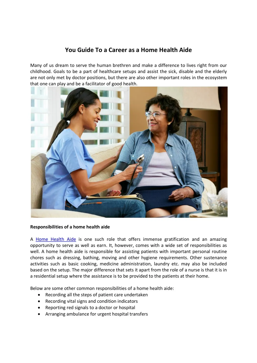 you guide to a career as a home health aide many