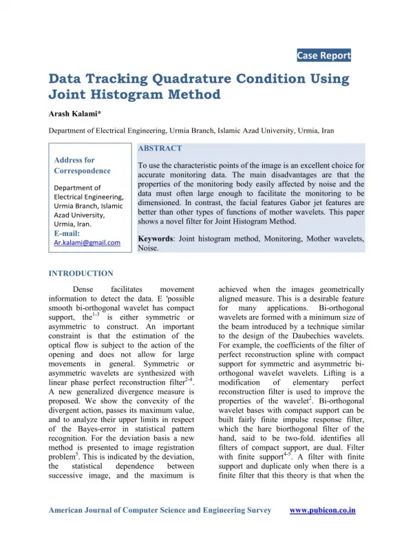 Data Tracking Quadrature Condition Using Joint Histogram Method