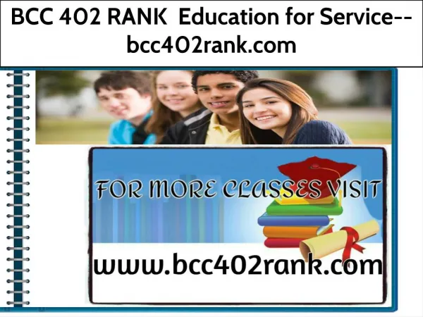 BCC 402 RANK Education for Service--bcc402rank.com