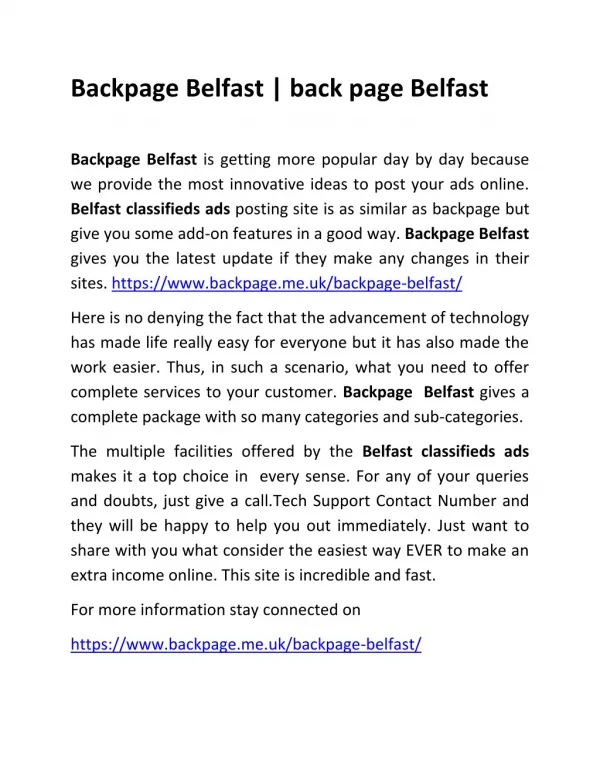 Backpage Belfast !