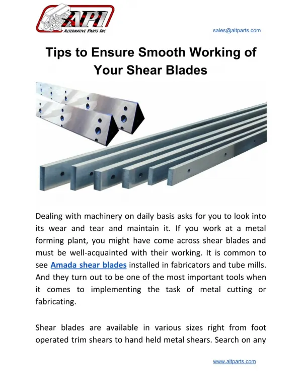 Tips to Ensure Smooth Working of Your Shear Blades