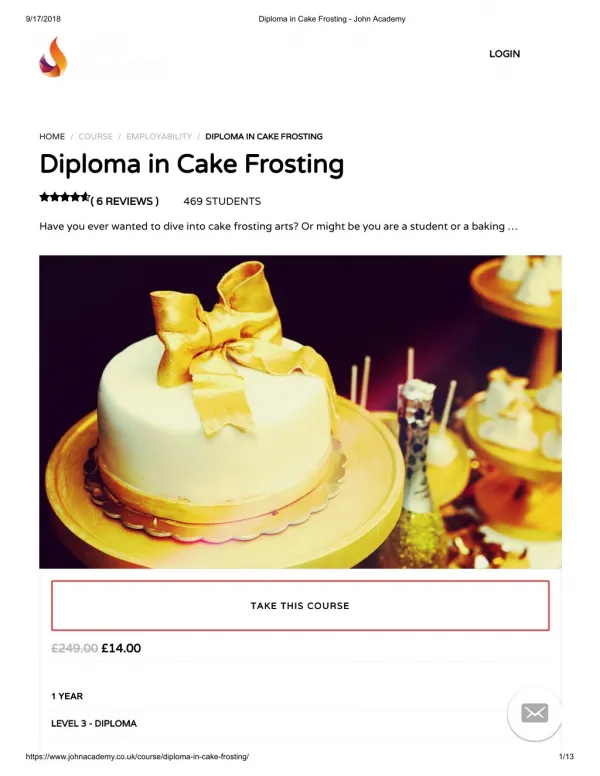 Diploma in Cake Frosting - John Academy