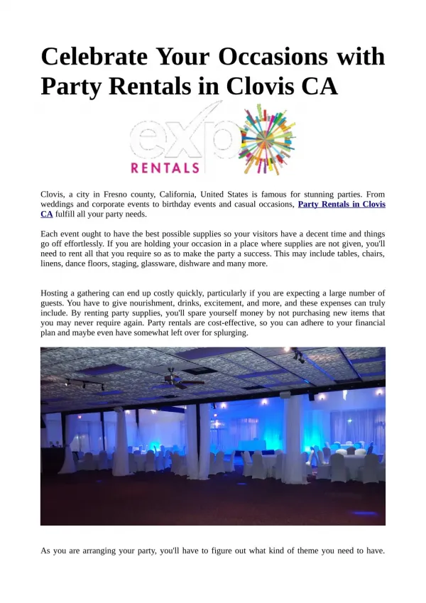 Celebrate Your Occasions with Party Rentals in Clovis CA