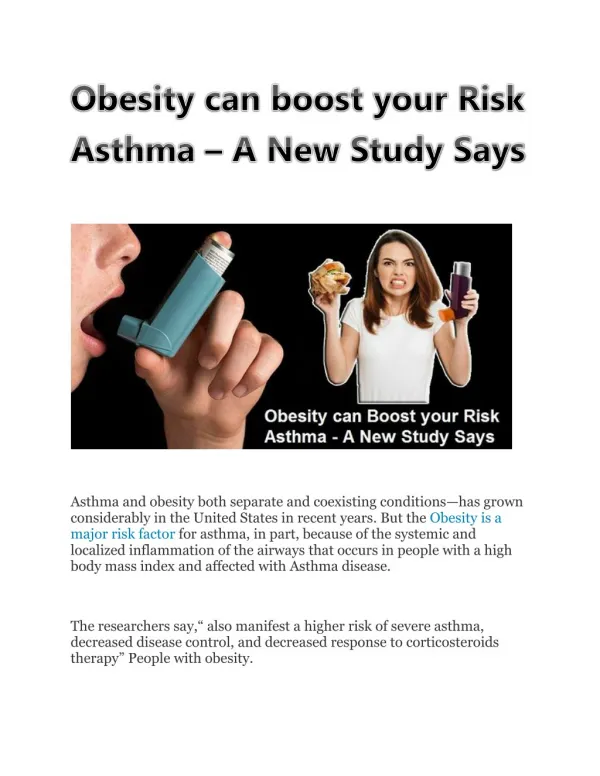 Obesity can boost your risk asthma - a new study says