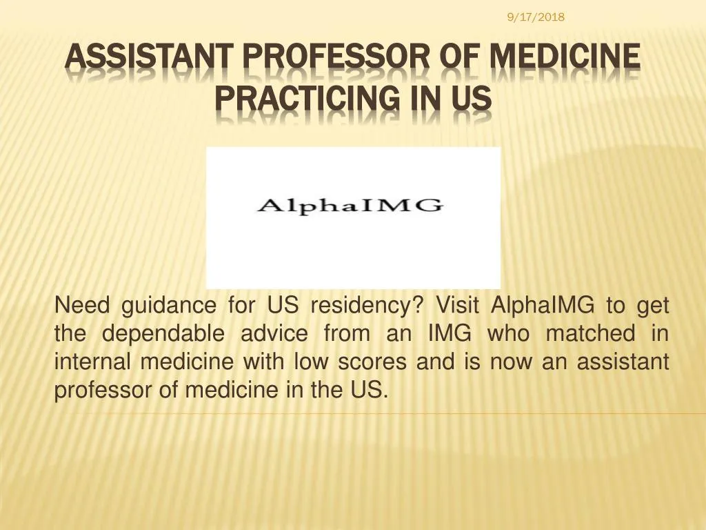 assistant professor of medicine practicing in us