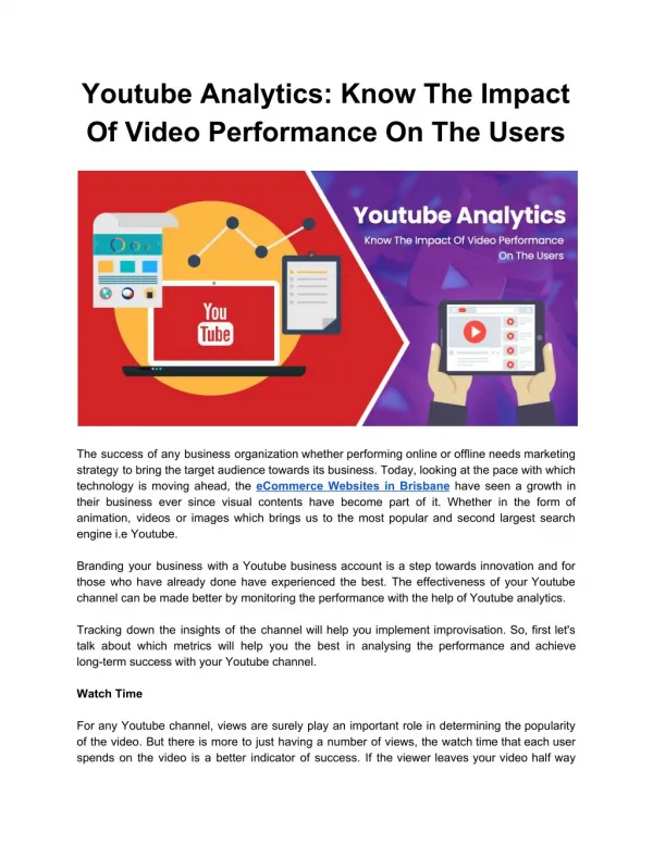 Youtube Analytics: Know The Impact Of Video Performance On The Users