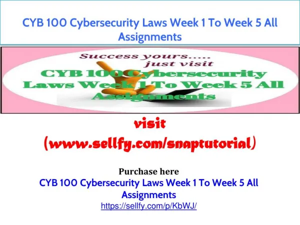 CYB 100 Cybersecurity Laws Week 1 To Week 5 All Assignments