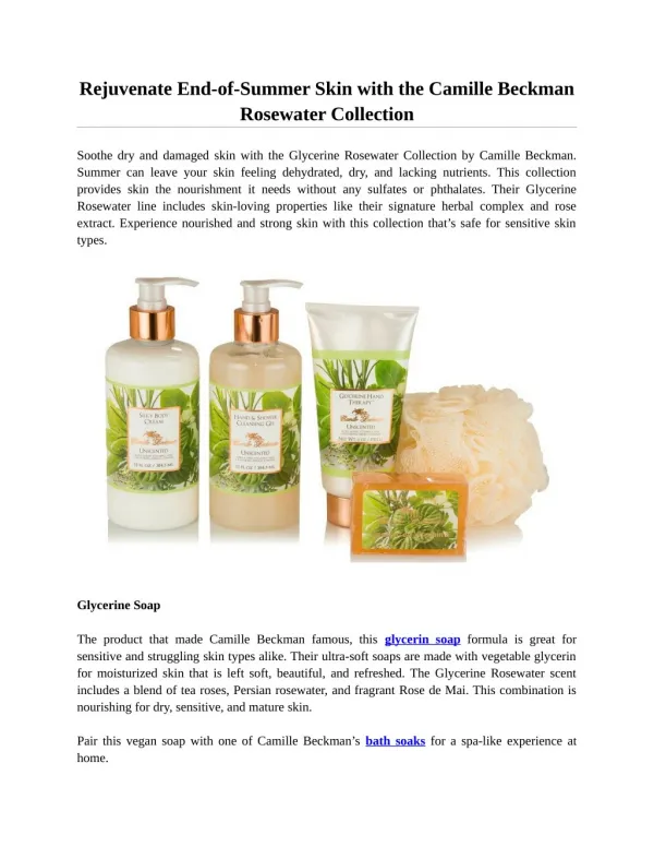 Rejuvenate End-of-Summer Skin with the Camille Beckman Rosewater Collection