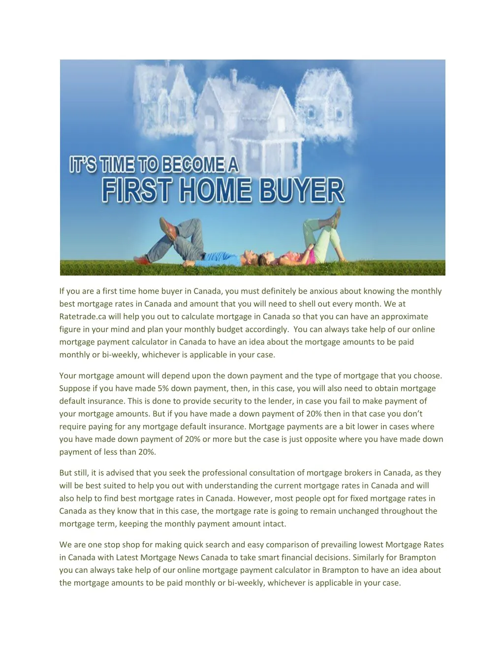 if you are a first time home buyer in canada