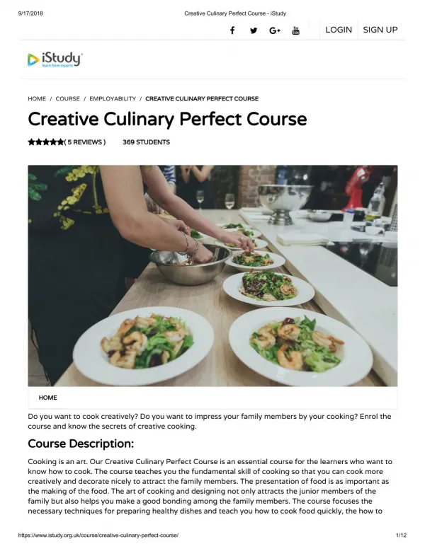Creative Culinary Perfect Course - istudy