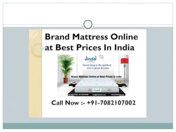 Brand Mattress Online in India | 91-7082107002
