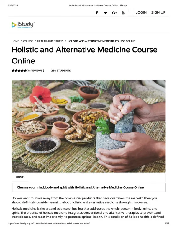 Holistic and Alternative Medicine Course Online - John Academy