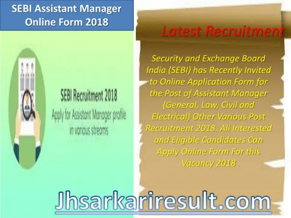 sebi assistant manager online form 2018