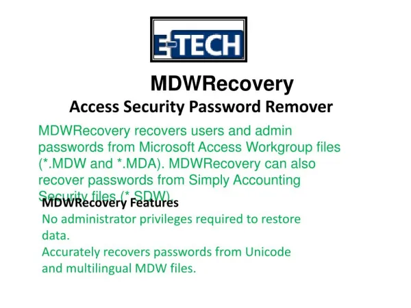 MDWRecovery - Access Security Password Remover