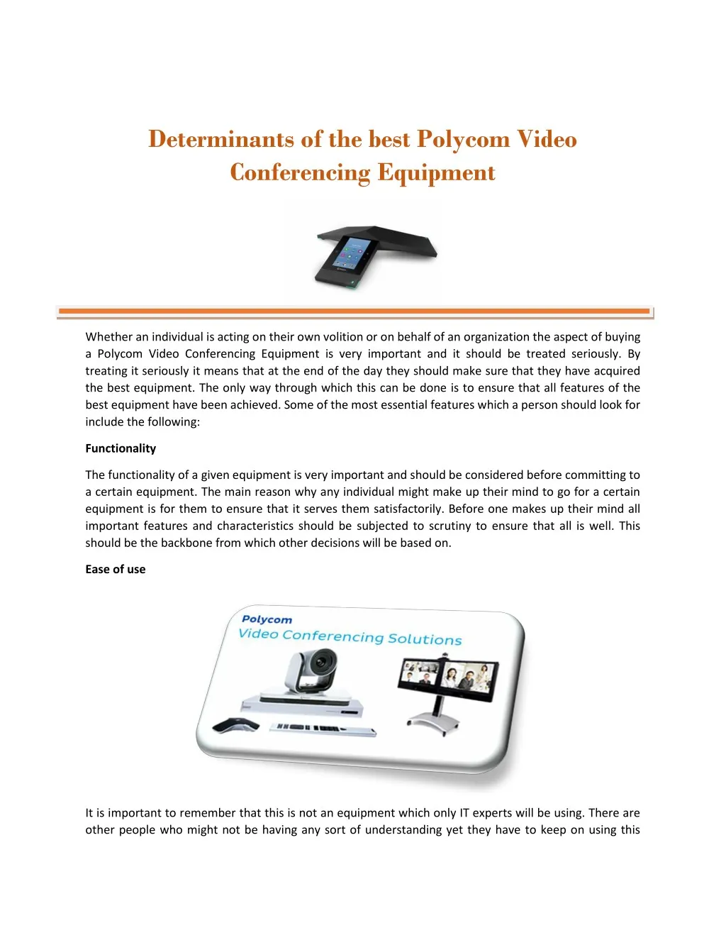 determinants of the best polycom video