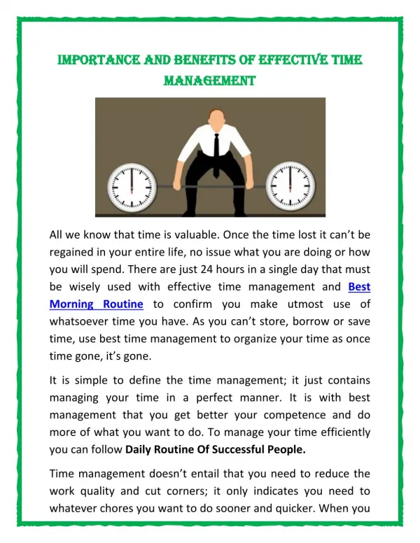 Importance and Benefits of Effective Time Management
