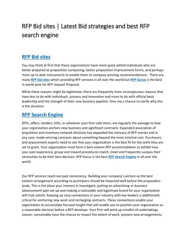 RFP bid sites | RFP Search engine