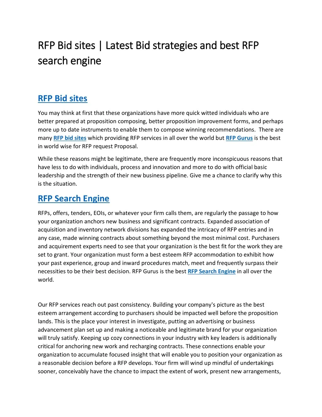 rfp bid sites latest bid strategies and best