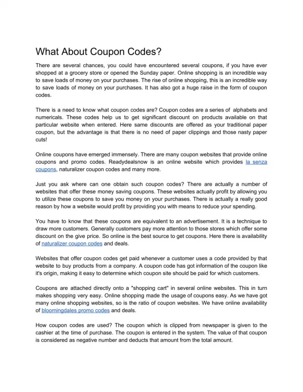What About Coupon Codes?