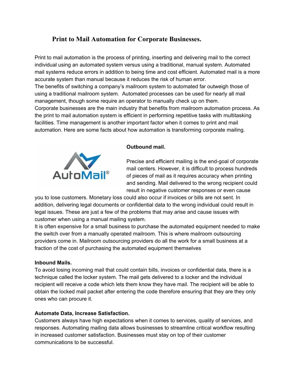 print to mail automation for corporate businesses