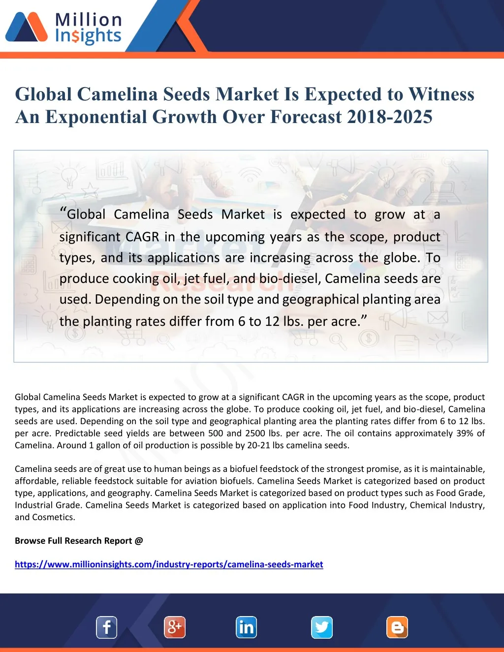 global camelina seeds market is expected