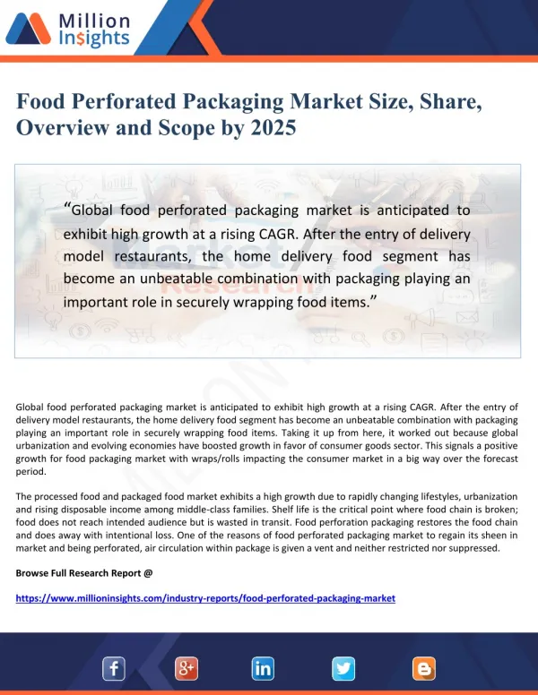 Food Perforated Packaging Market Size, Share, Overview and Scope by 2025