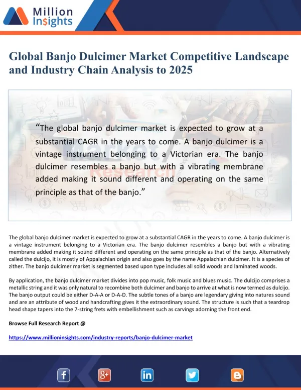 Global Banjo Dulcimer Market Competitive Landscape and Industry Chain Analysis to 2025