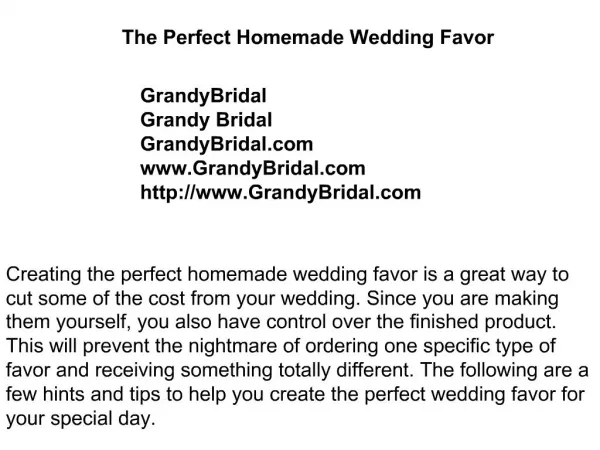 The Perfect Homemade Wedding Favor