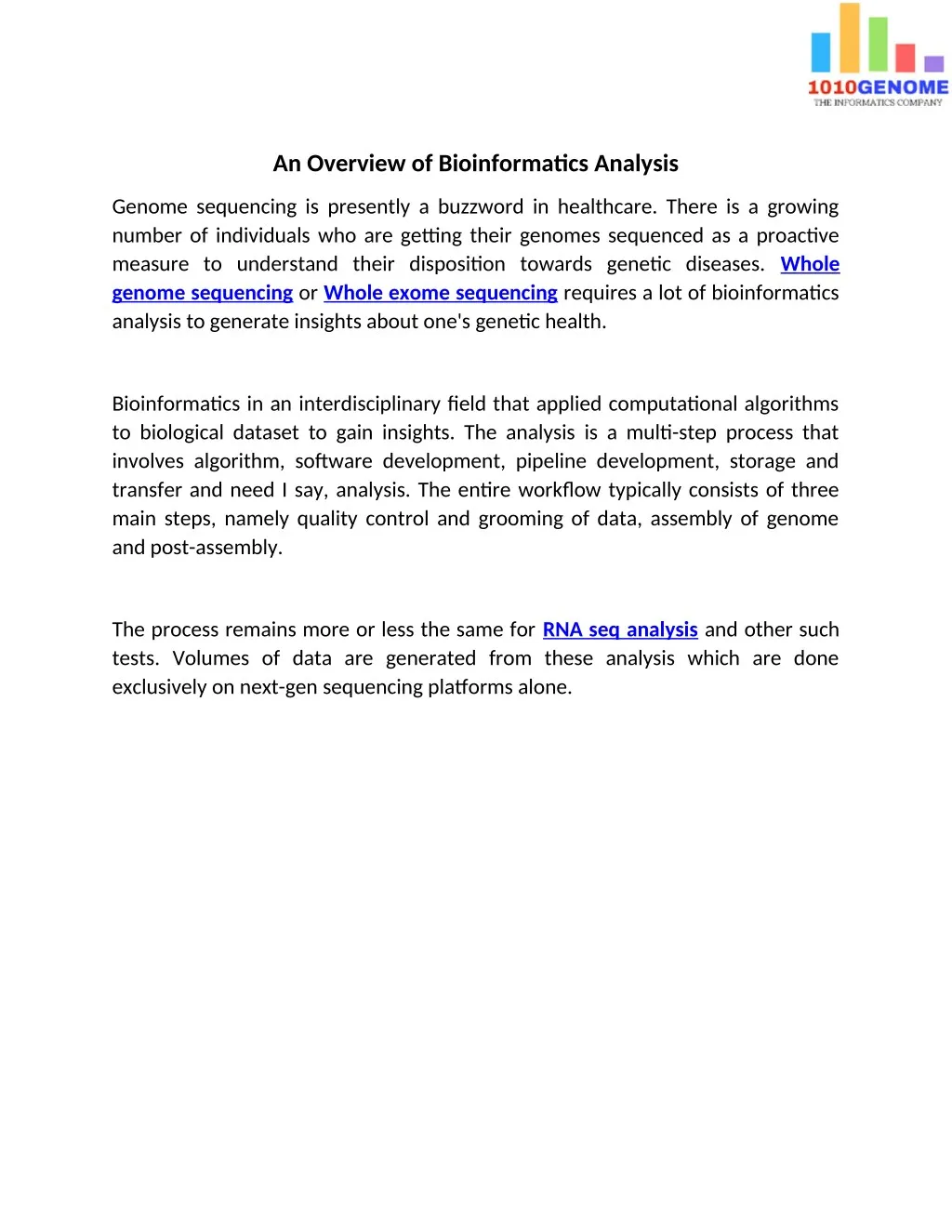 an overview of bioinformatics analysis