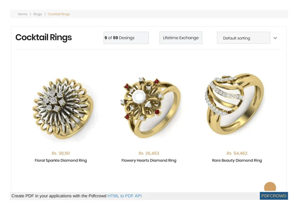 Buy Cocktail Diamond Rings Online, Buy Cocktail rings in India