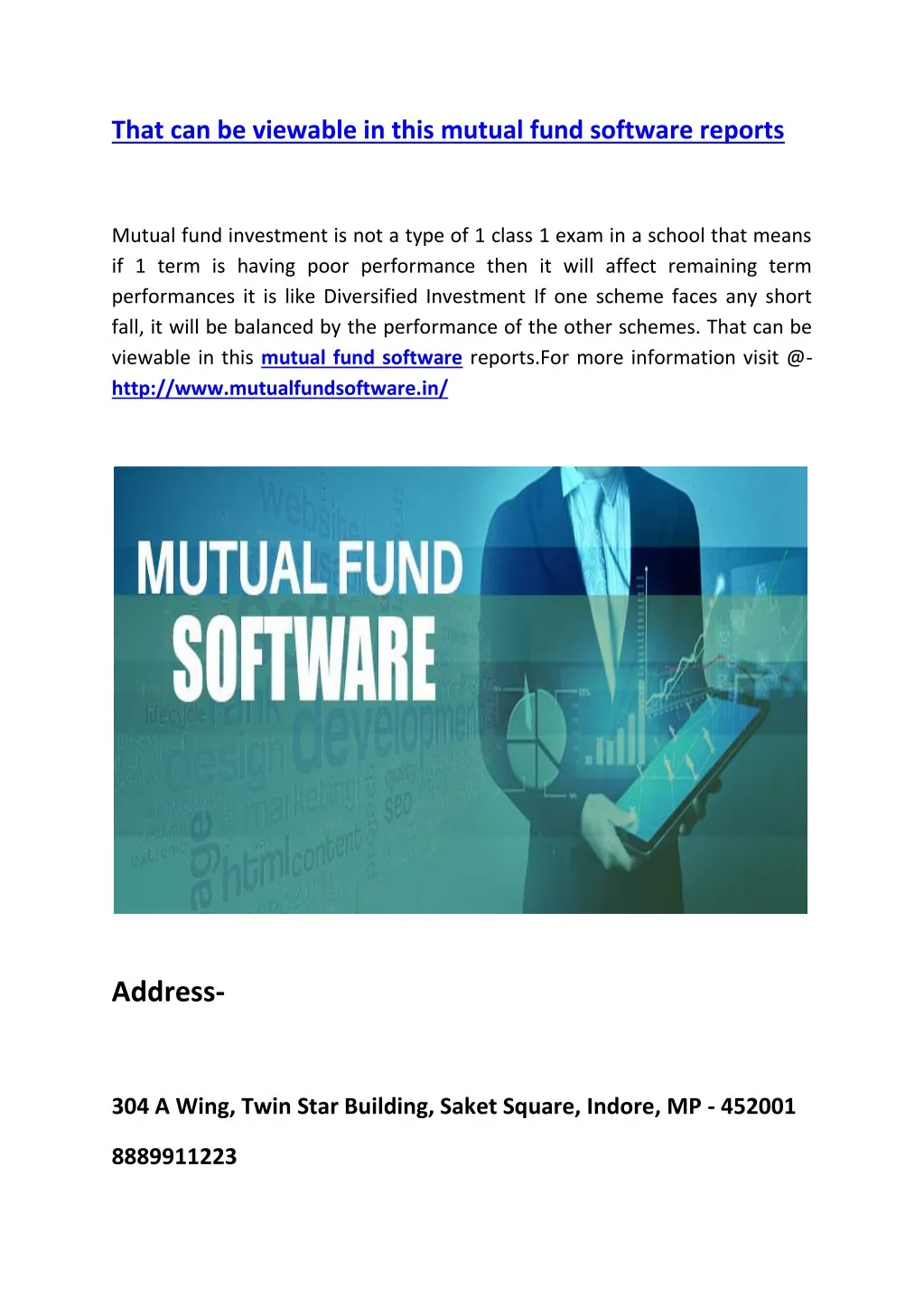that can be viewable in this mutual fund software