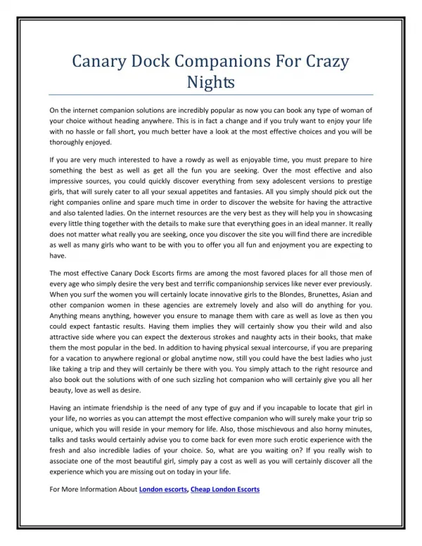 Canary Dock Companions For Crazy Nights