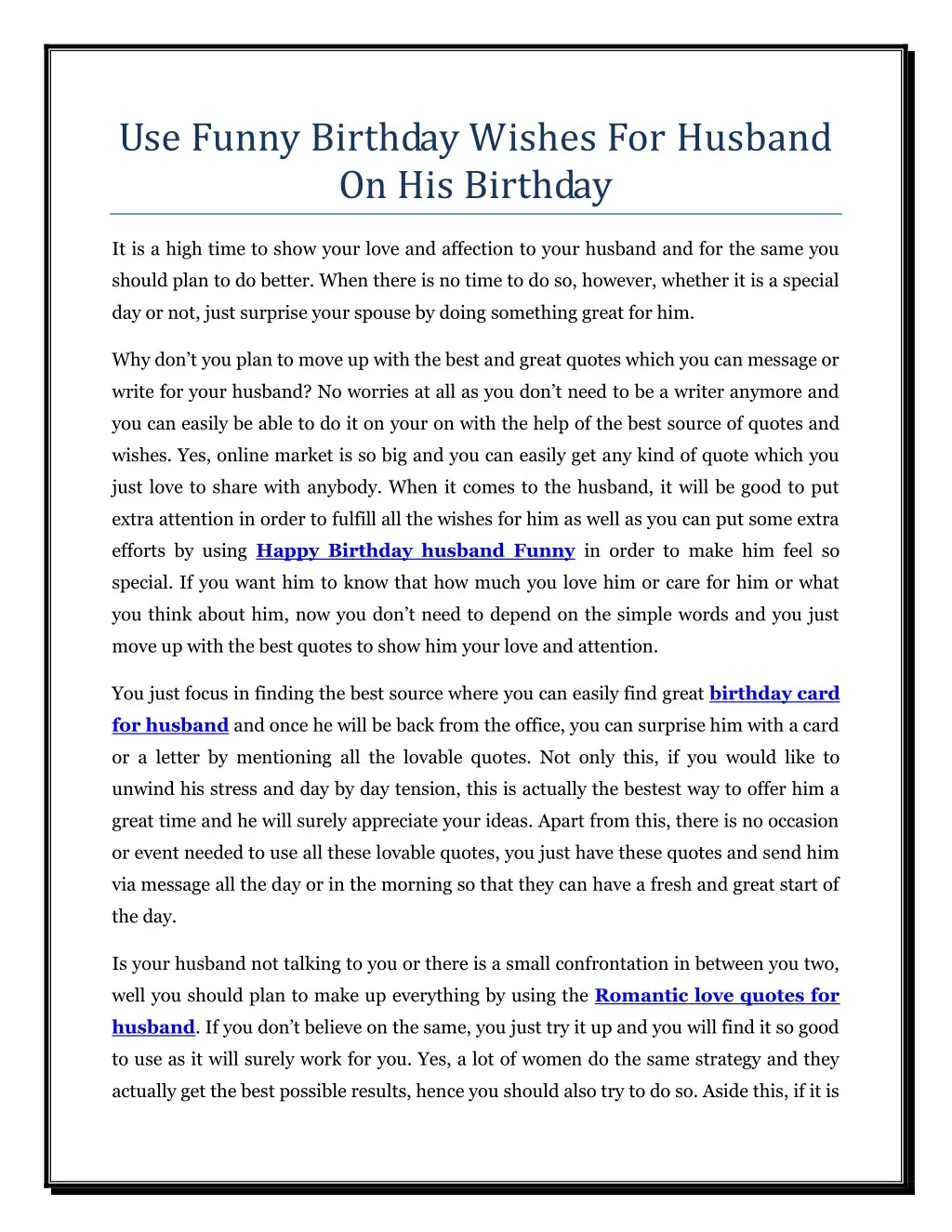 use funny birthday wishes for husband