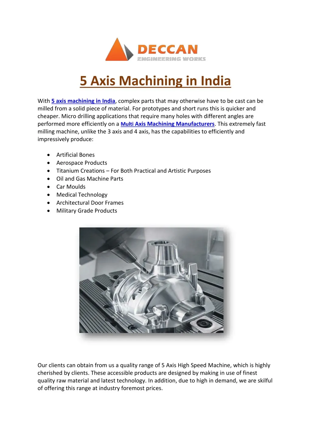 5 axis machining in india