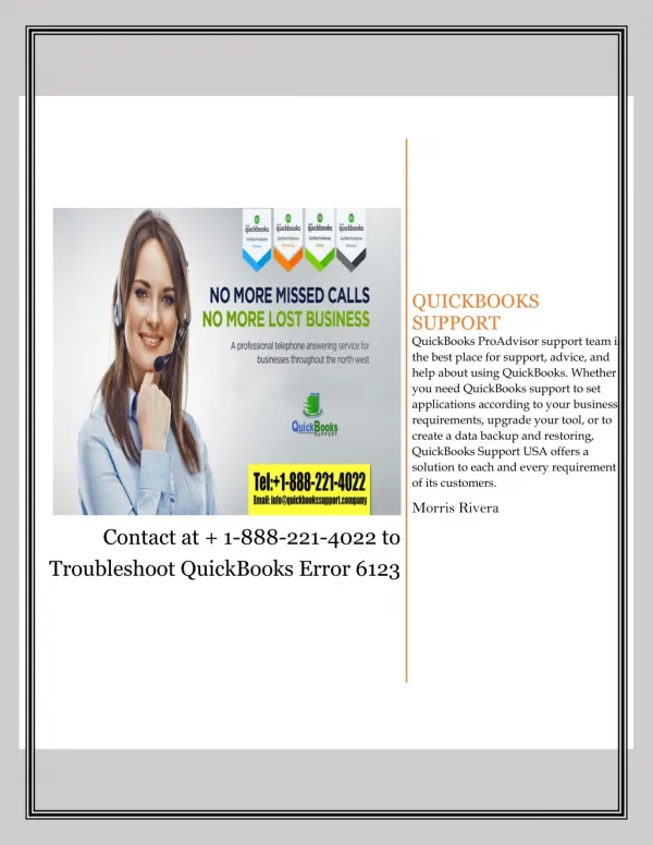 Contact at 1-888-221-4022 to Troubleshoot QuickBooks Error 6123