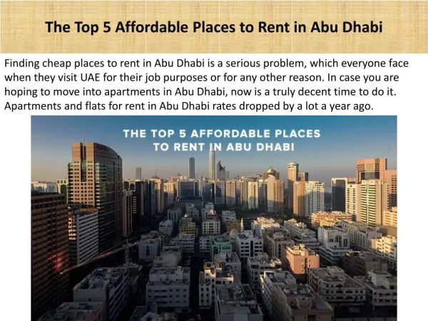 The Top 5 Affordable Places to Rent in Abu Dhabi