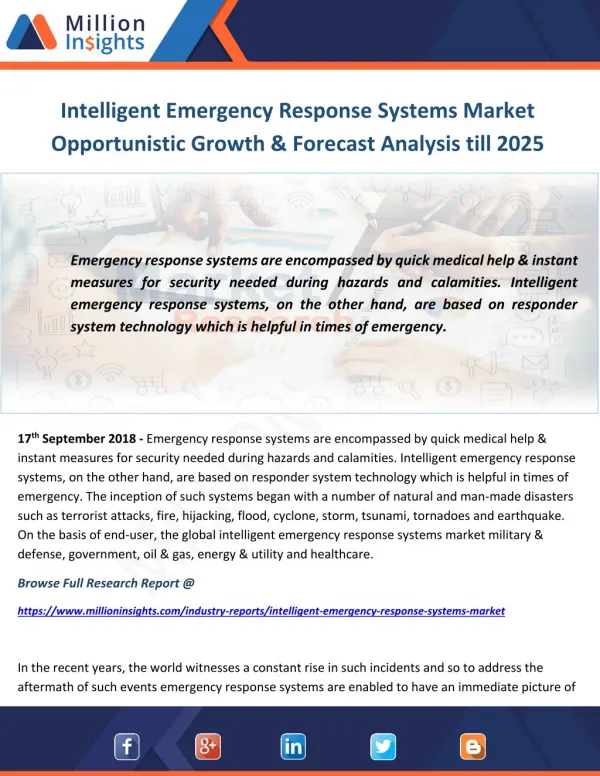 Intelligent Emergency Response Systems Market Opportunistic Growth & Forecast Analysis till 2025