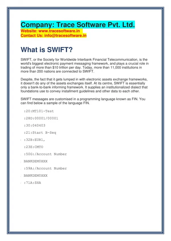 How Does Works Trace Swift Messaging Services