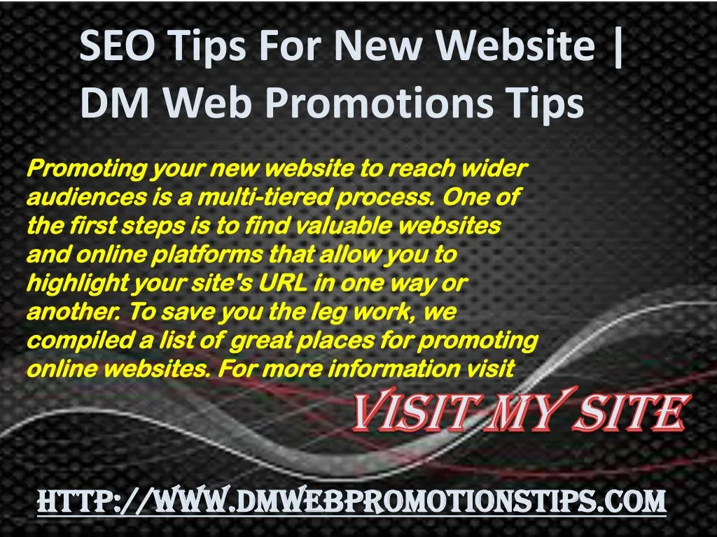 seo tips for new website dm web promotions tips