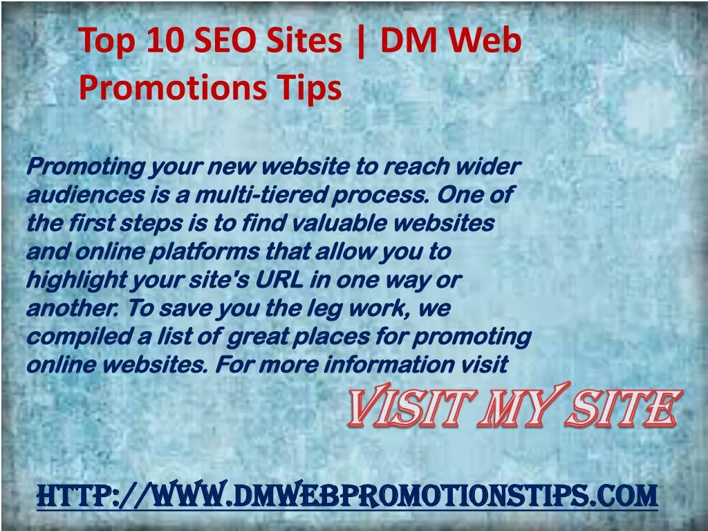 top 10 seo sites dm web promotions tips