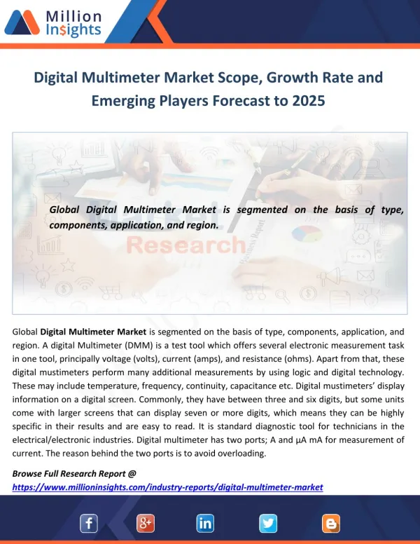 Digital Multimeter Market Scope, Growth Rate and Emerging Players Forecast to 2025