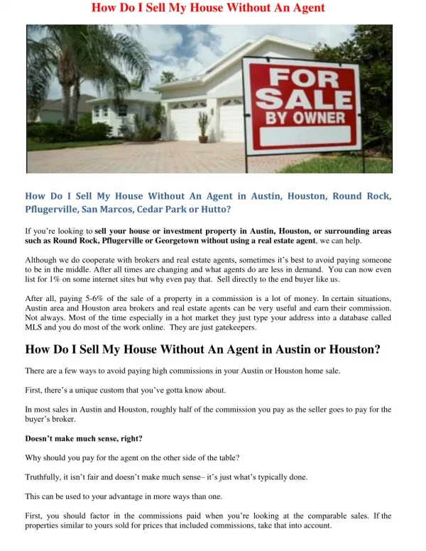 Sell Your Houston Area House Fast