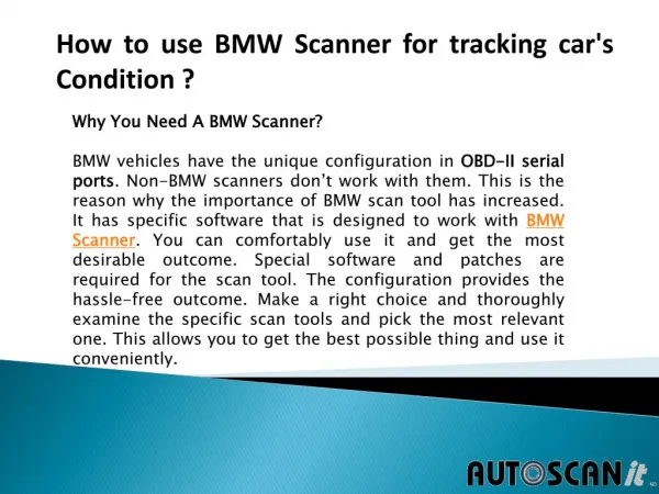Why You Need A BMW Scanner?