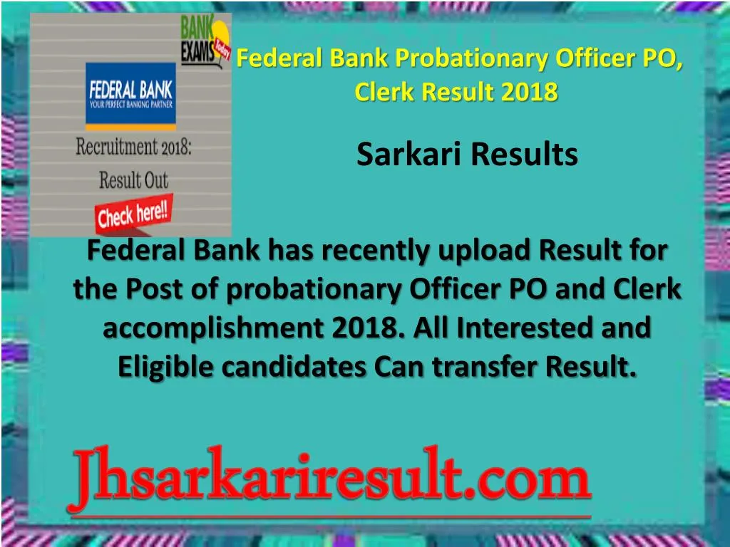 federal bank probationary officer po clerk result