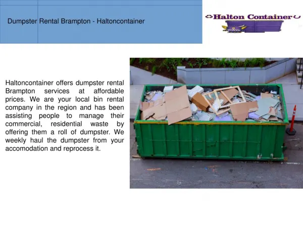 Dumpster Rental In Brampton