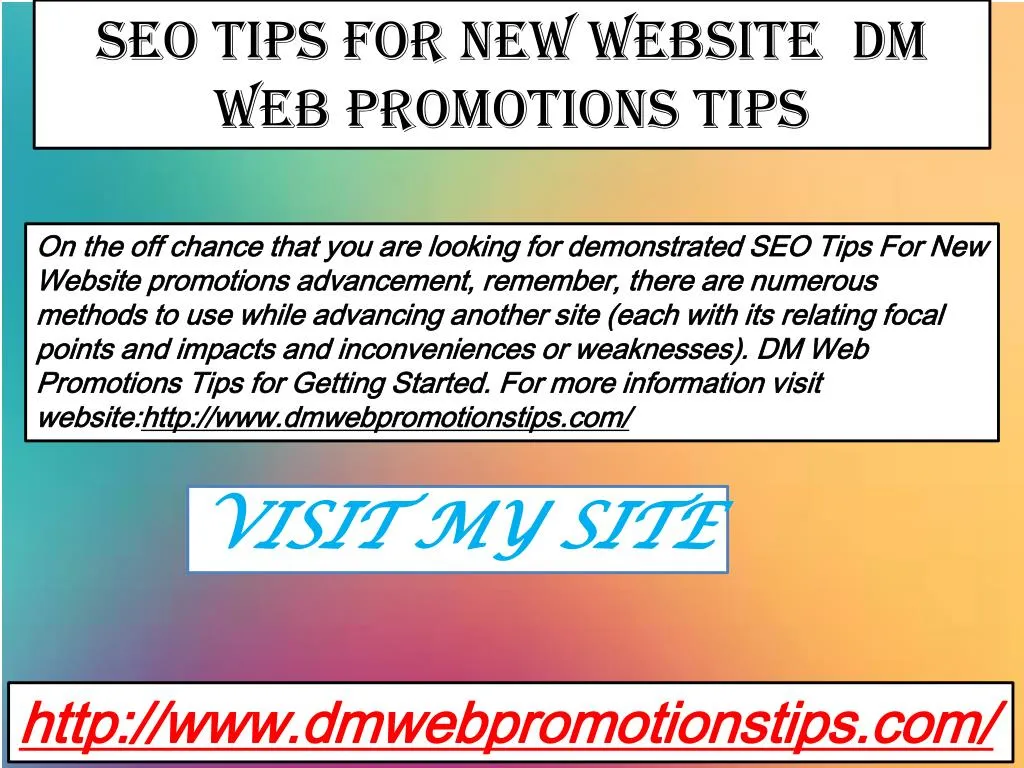 seo tips for new website dm web promotions tips