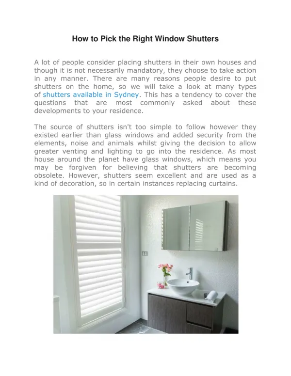 How to Pick the Right Window Shutters