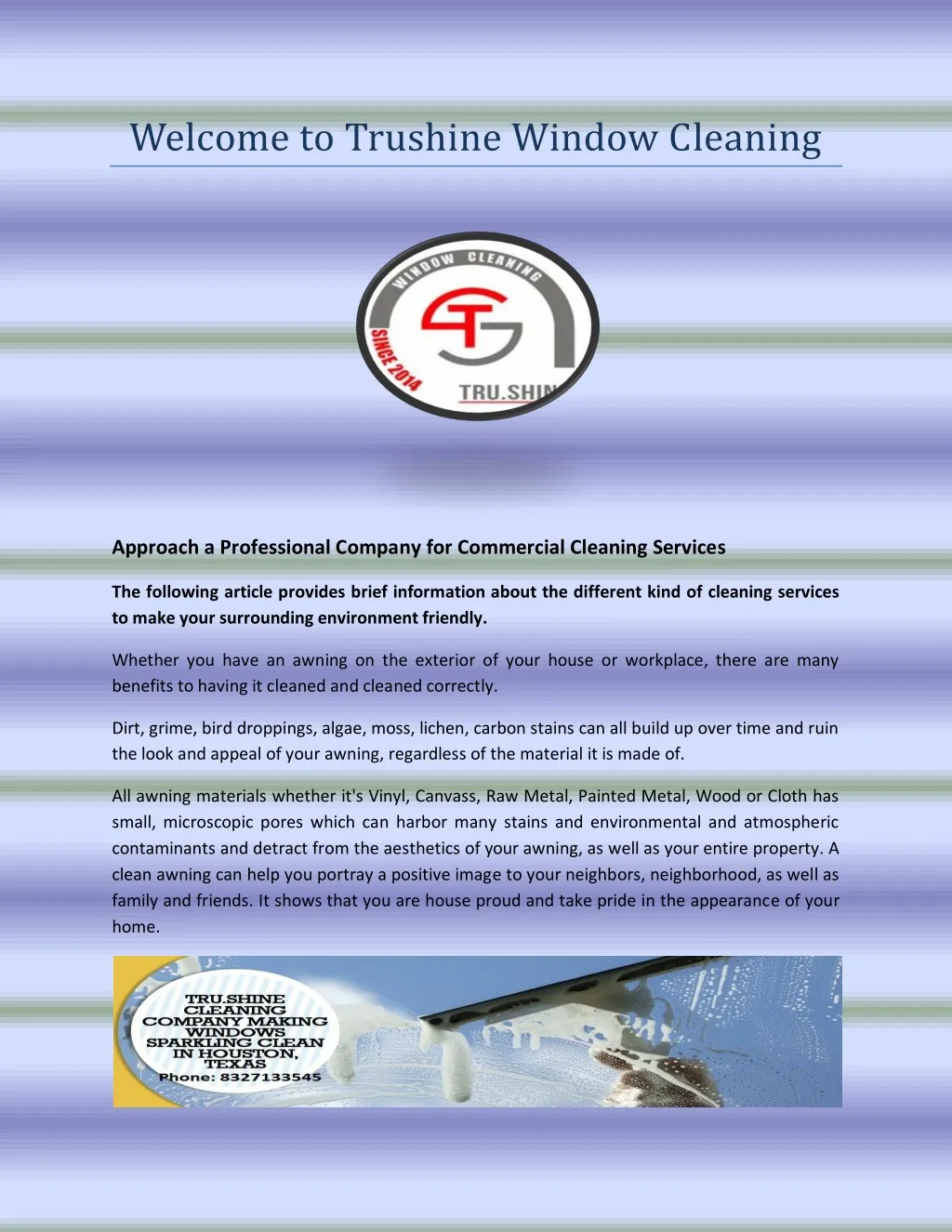 welcome to trushine window cleaning