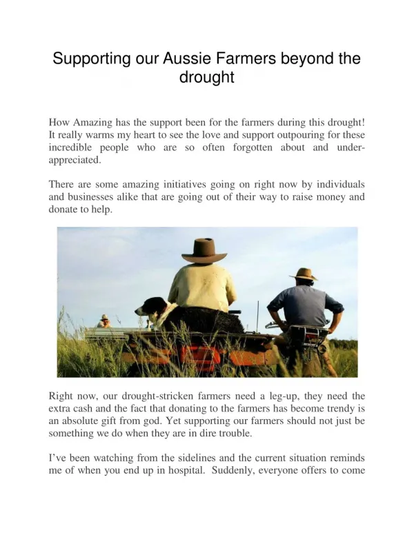 Supporting our Aussie Farmers beyond the drought