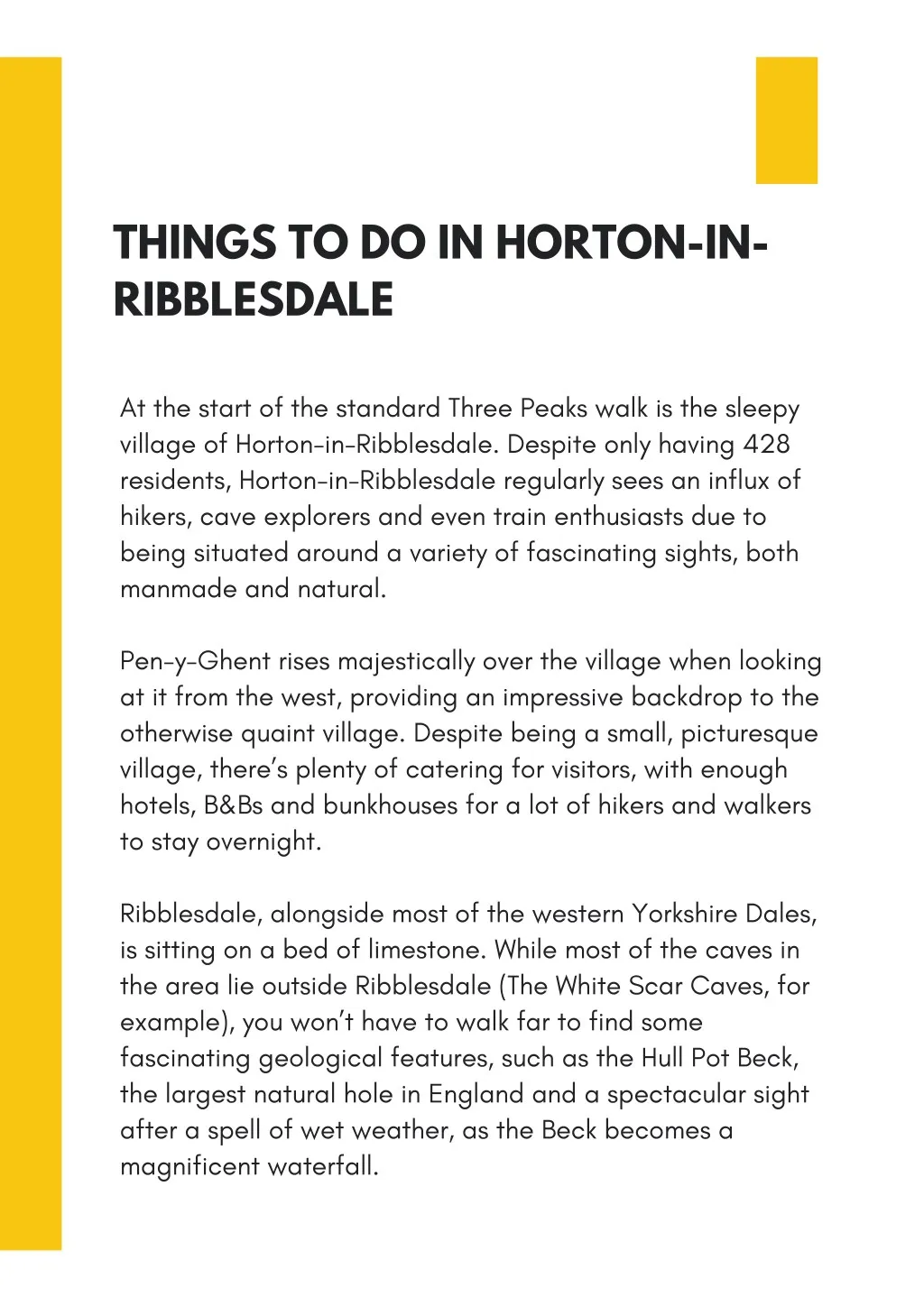 things to do in horton in ribblesdale